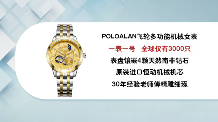 poloalan经典大日历多功能机械腕表